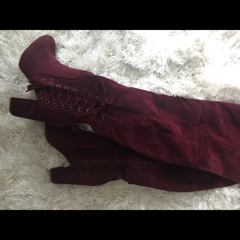 Red knee high heels SOLD